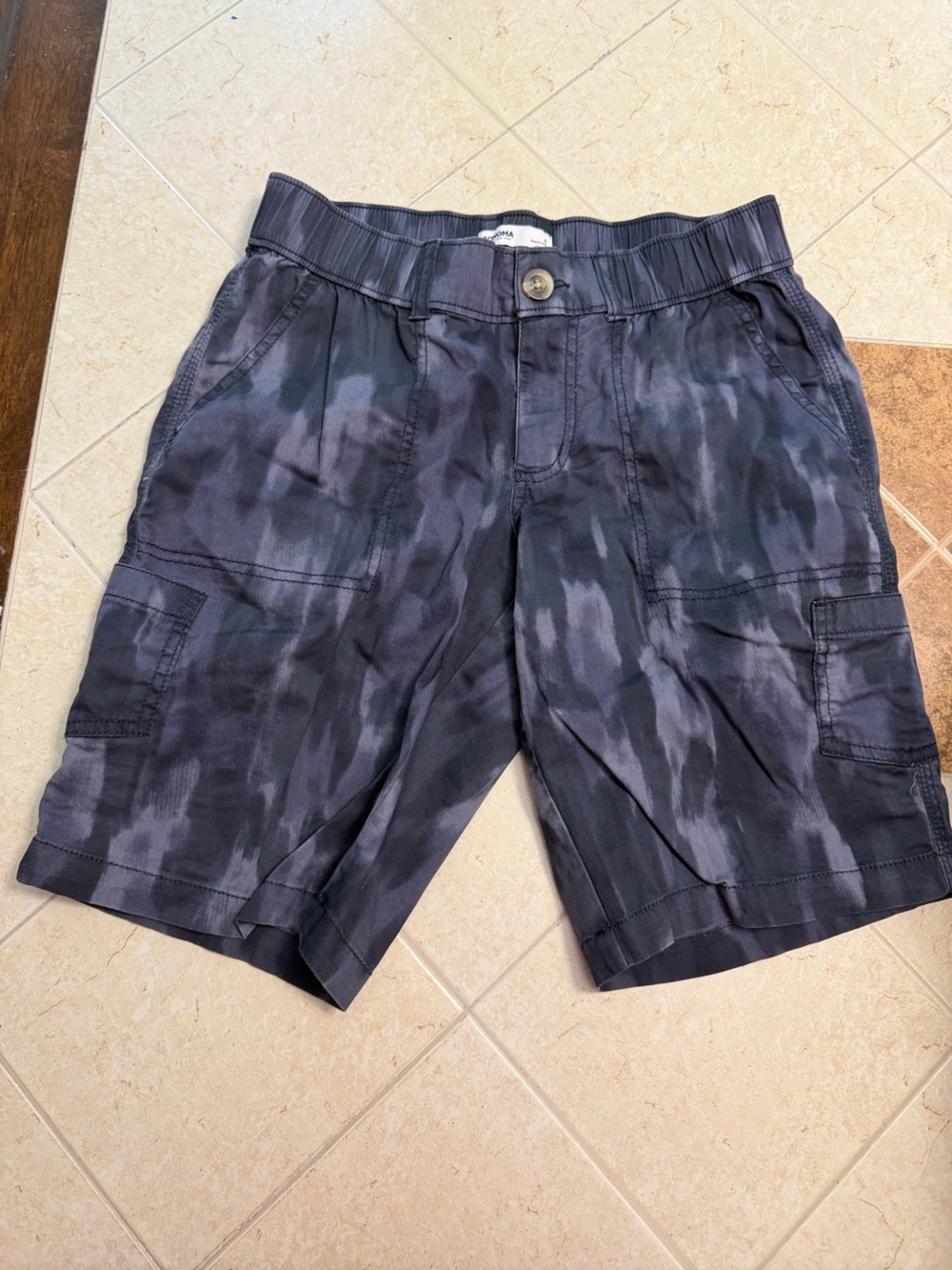 Sonoma Black & Charcoal Camo Cargo Shorts